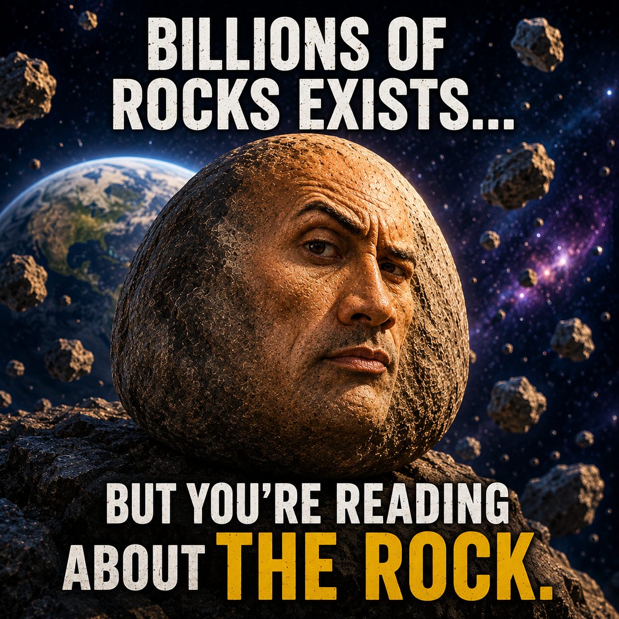 Billions of rocks exist but you're reading about The Rock